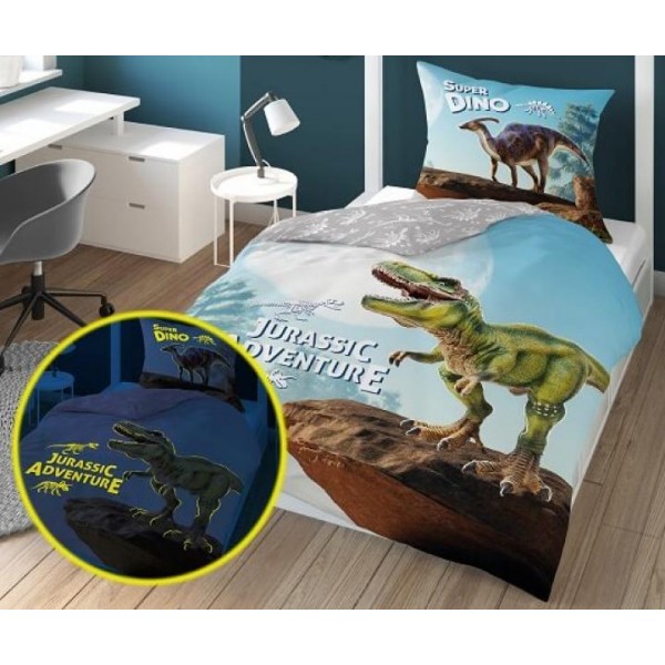 Otroška posteljnina 140X200, DINOZAVER (sveti v temi)
