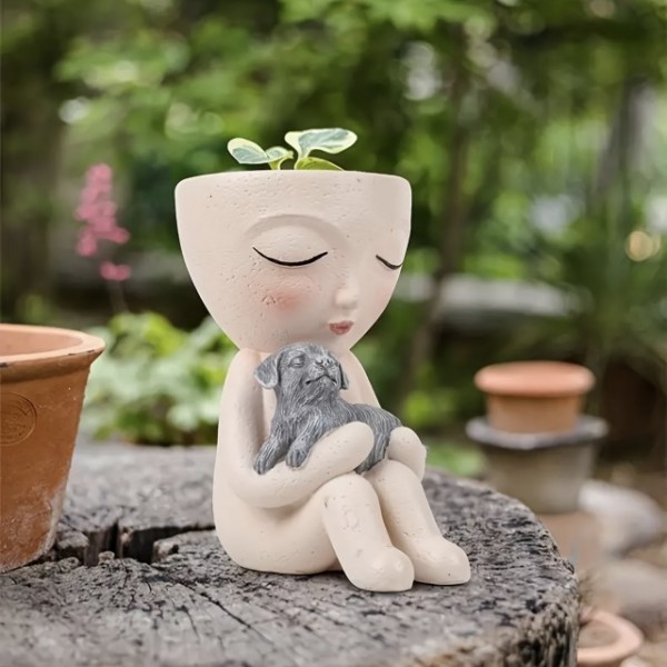 Cvetlični lonček SRAMEŽLJIVA VILA S KUŽKOM