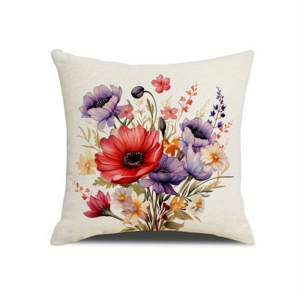 Komplet 4 okrasnih blazin, RDEČI MAKI 