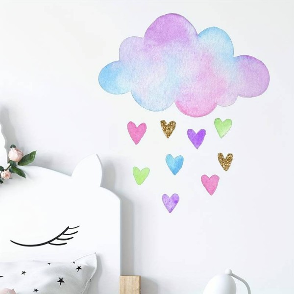 Stenska nalepka OBLAK IN SRČKI