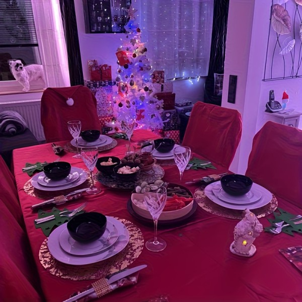 12 delni prevlek za stole in jedilni pribor v obliki božičkove kape