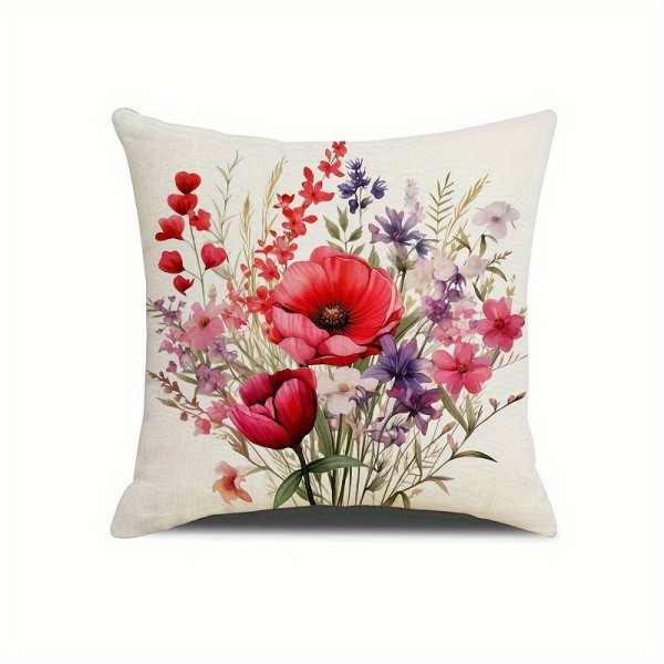 Komplet 4 okrasnih blazin, RDEČI MAKI 