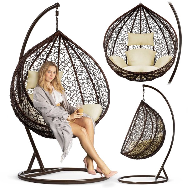 Gugalnik jajčka v rjavi barvi z blazinami 