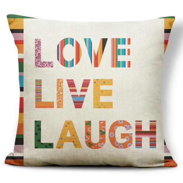 Okrasna blazina LOVE, LIVE, LAUGH, pisana