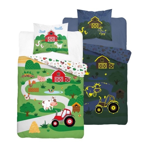 Otroška posteljnina 140X200 NA KMETIJI (sveti v temi) 