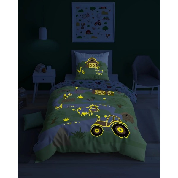 Otroška posteljnina 140X200 NA KMETIJI (sveti v temi) 