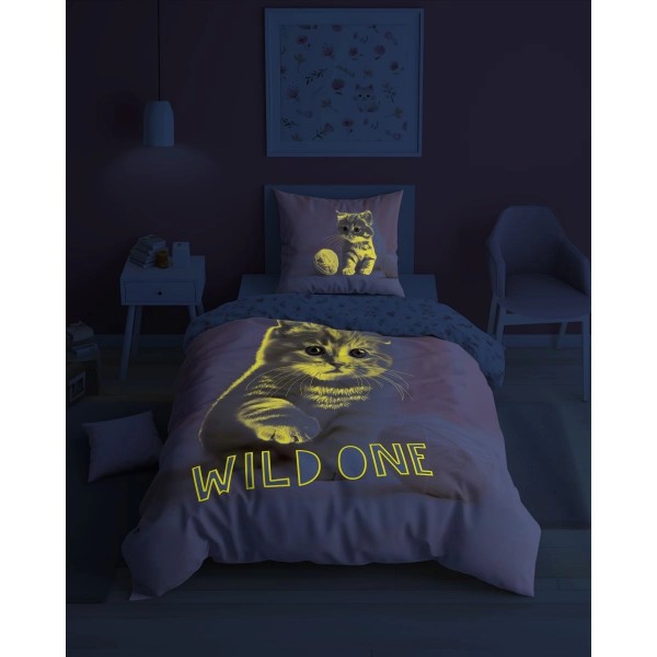 Otroška posteljnina 140X200 WILD ONE MUCKA (sveti v temi) 