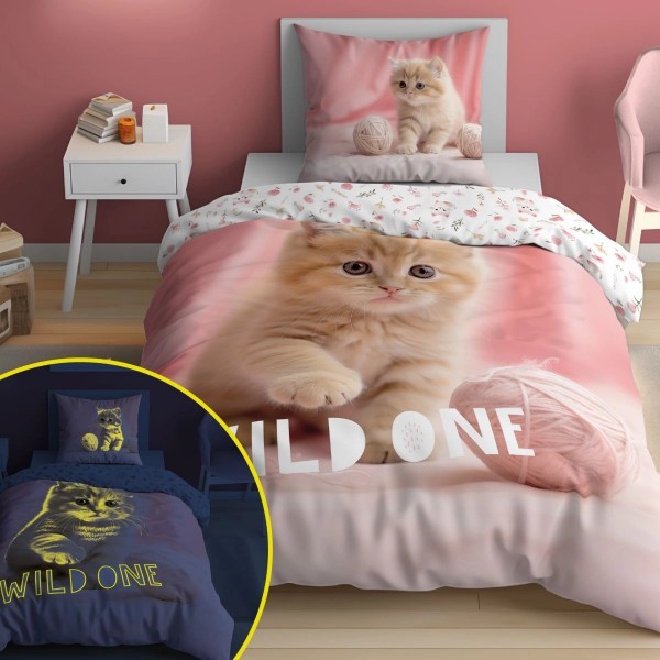 Otroška posteljnina 140X200 WILD ONE MUCKA (sveti v temi) 