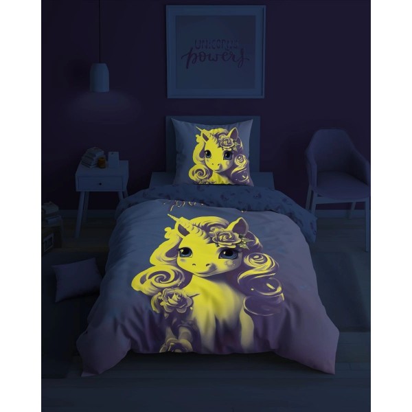 Otroška posteljnina 140X200 UNICORN POWERY (sveti v temi) 