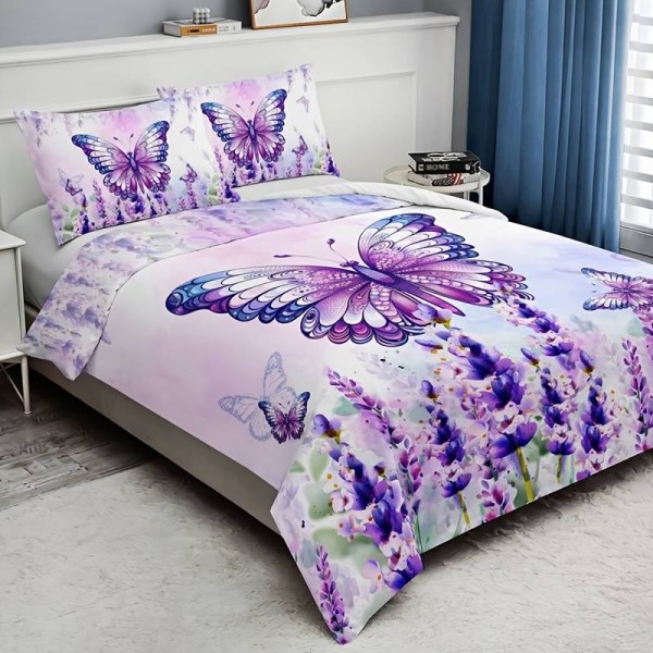 Posteljnina 200X200, Z METULJI IN LAVANDO