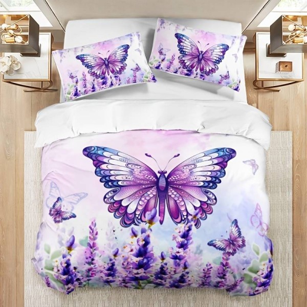 Posteljnina 200X200, Z METULJI IN LAVANDO