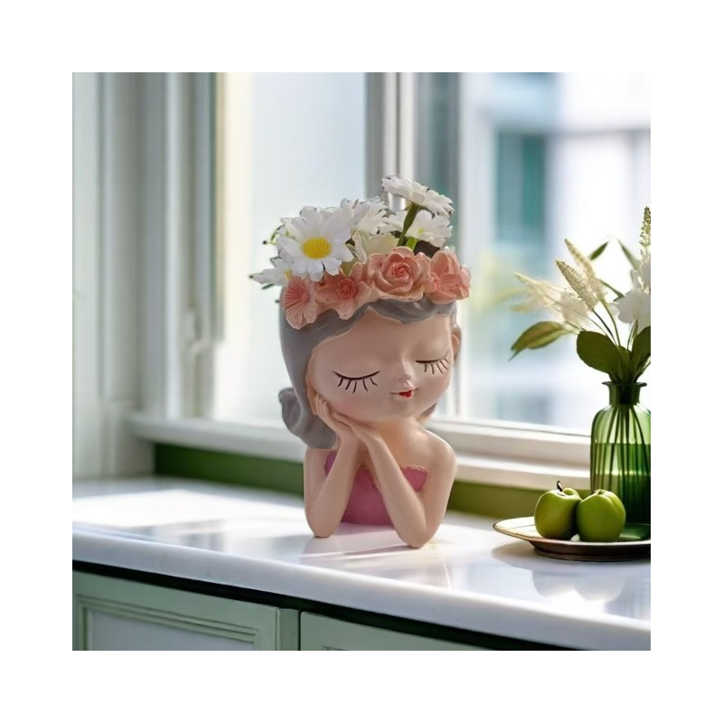 Cvetlični lonček MISLEČA DEKLICA