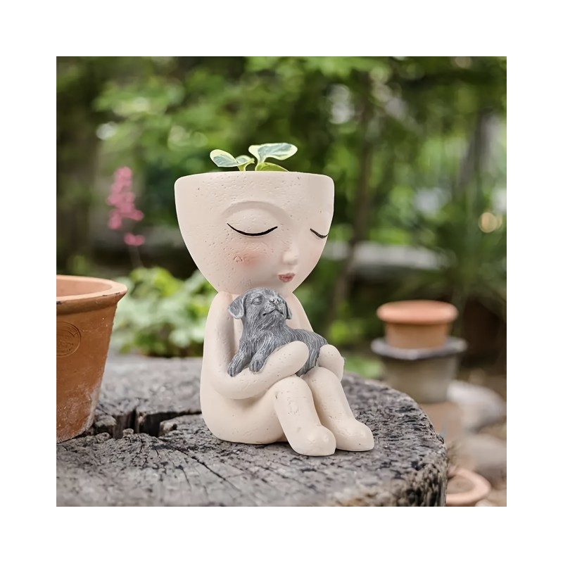 Cvetlični lonček SRAMEŽLJIVA VILA S KUŽKOM