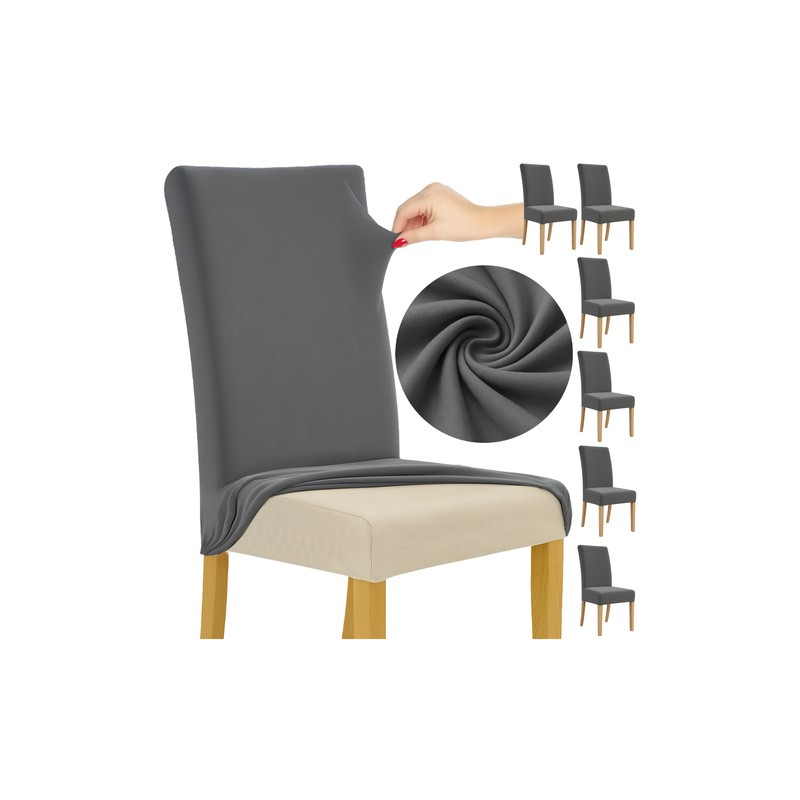 Komplet 6 prevlek za stole temno sive barve