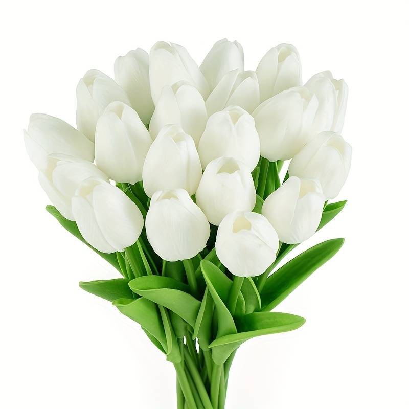 Umetni tulipan v naravnem videzu, bele barve