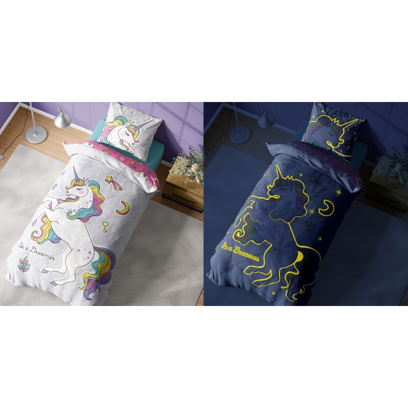 Otroška posteljnina 140X200 UNICORN DREAMER (sveti v temi)
