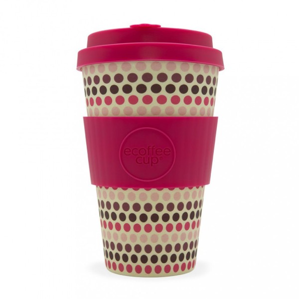 Ecoffee lonček za večkratno uporabo Pink Polka, 400ml
