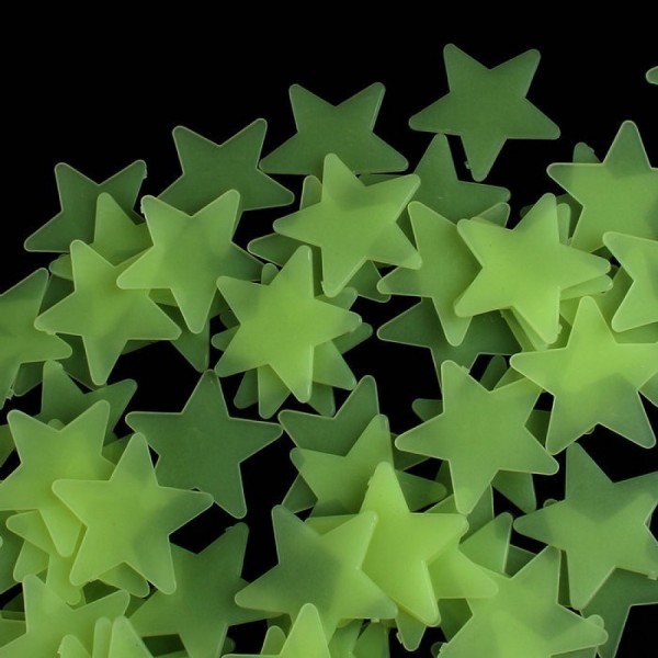 Komplet 100 zvezdic, svetijo v temi (zelene)