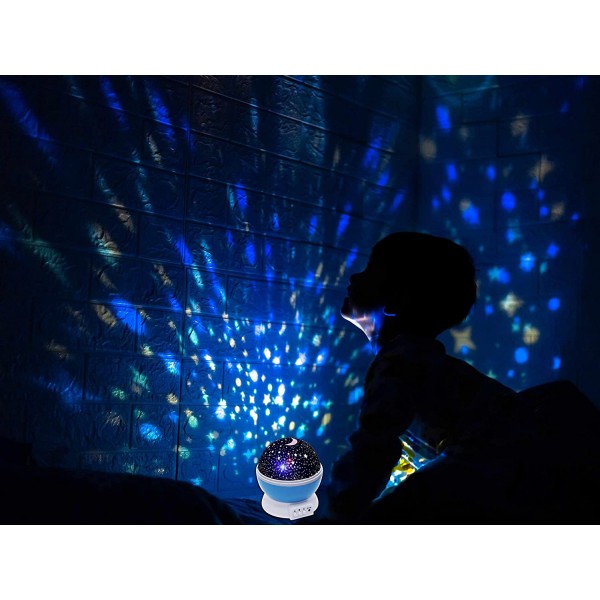 Nočna lučka projektor modre barve 360 stopinjski