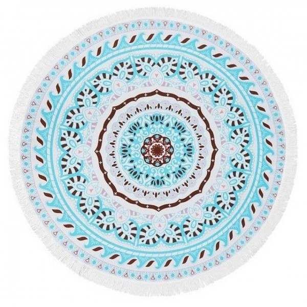 Okrogla brisača za plažo BOHO TURQUOISE  REC35W 