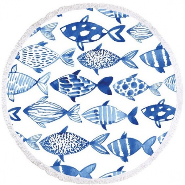 Okrogla brisača za plažo BOHO FISH, REC-44