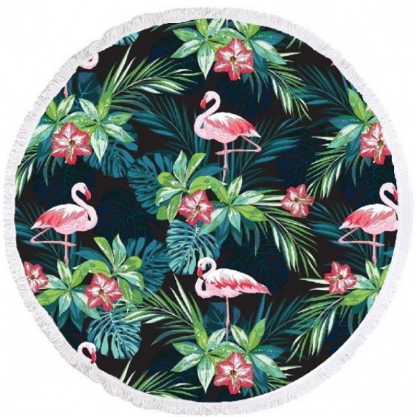 Okrogla brisača za plažo BOHO Flamingos REC35WZ50 