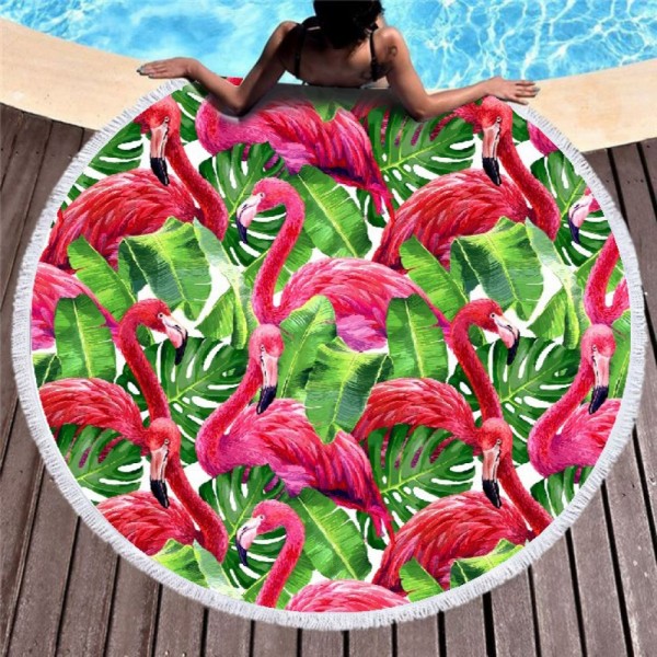 Okrogla brisača za plažo BOHO Flamingos REC35WZ49 