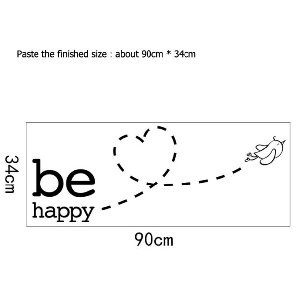 Stenska nalepka s ptičkom, BE HAPPY