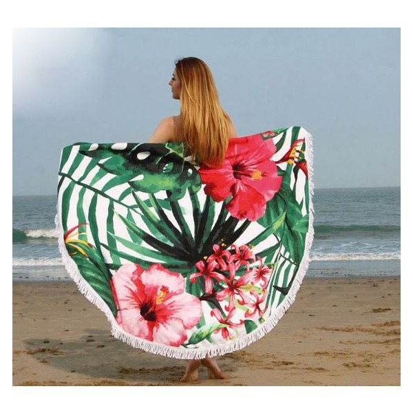 Okrogla brisača za plažo,TROPICANA, pisana-REC10