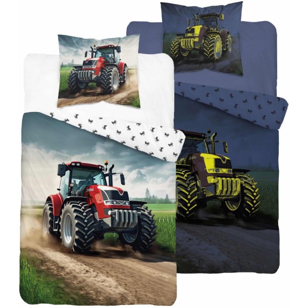 Otroška posteljnina 140X200, RDEČ TRAKTOR (sveti v temi)