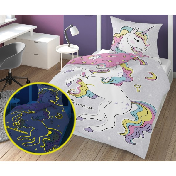 Otroška posteljnina 140X200 UNICORN DREAMER (sveti v temi)