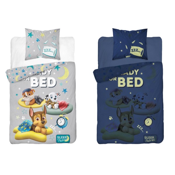 Otroška posteljnina 140x200 PAW PATROL READY FOR BED (sije v temi)