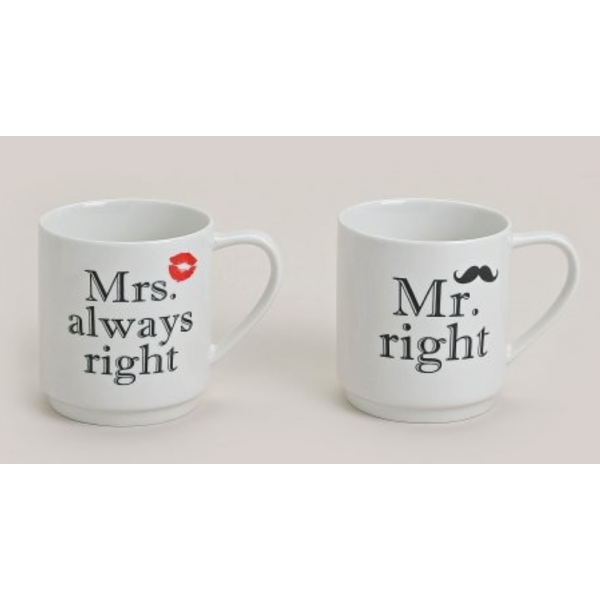 Set dveh skodelic Mr. Right & Always MRS. RIGHT