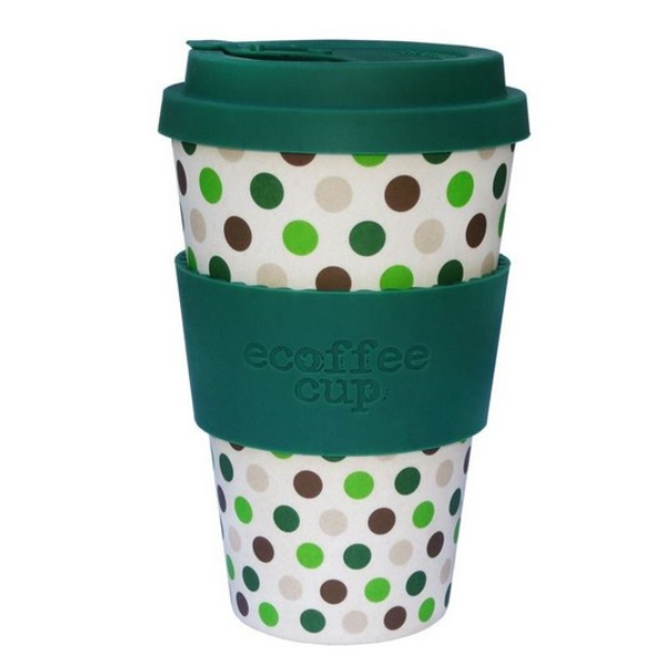 Ecoffee lonček za večkratno uporabo GREEN POLKA 400ml