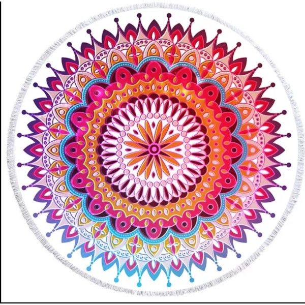 Bombažna okrogla brisača za plažo MANDALA