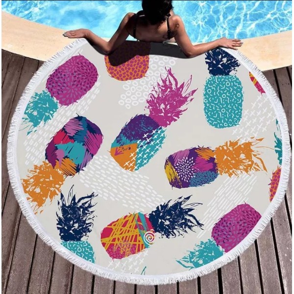 Bombažna okrogla brisača za plažo ANANASI