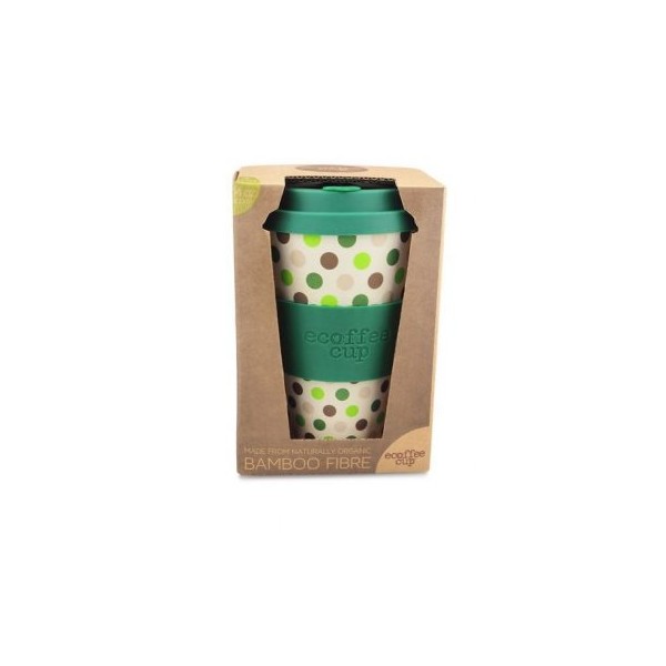 Ecoffee lonček za večkratno uporabo "GREEN POLKA" 400ml