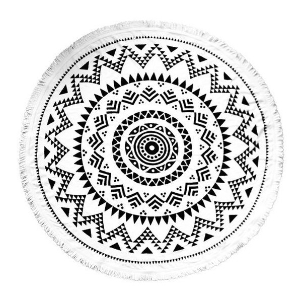 Okrogla brisača BOHEM, črno-bela-REC23